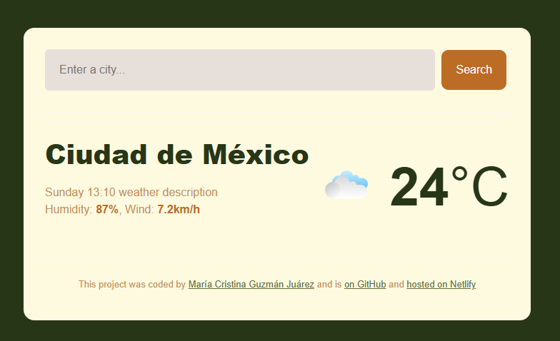 Image of a weather forecast wesite